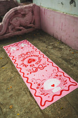 Antypoślizgowa mata do jogi kauczukowa LOVE różowa