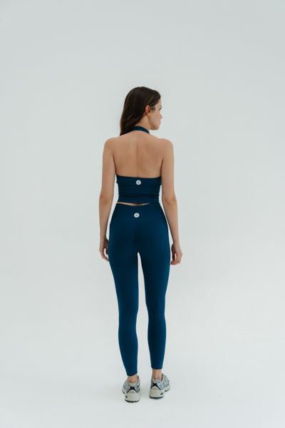 legginsy damskie granatowe do jogi pilates ćwiczeń fitness