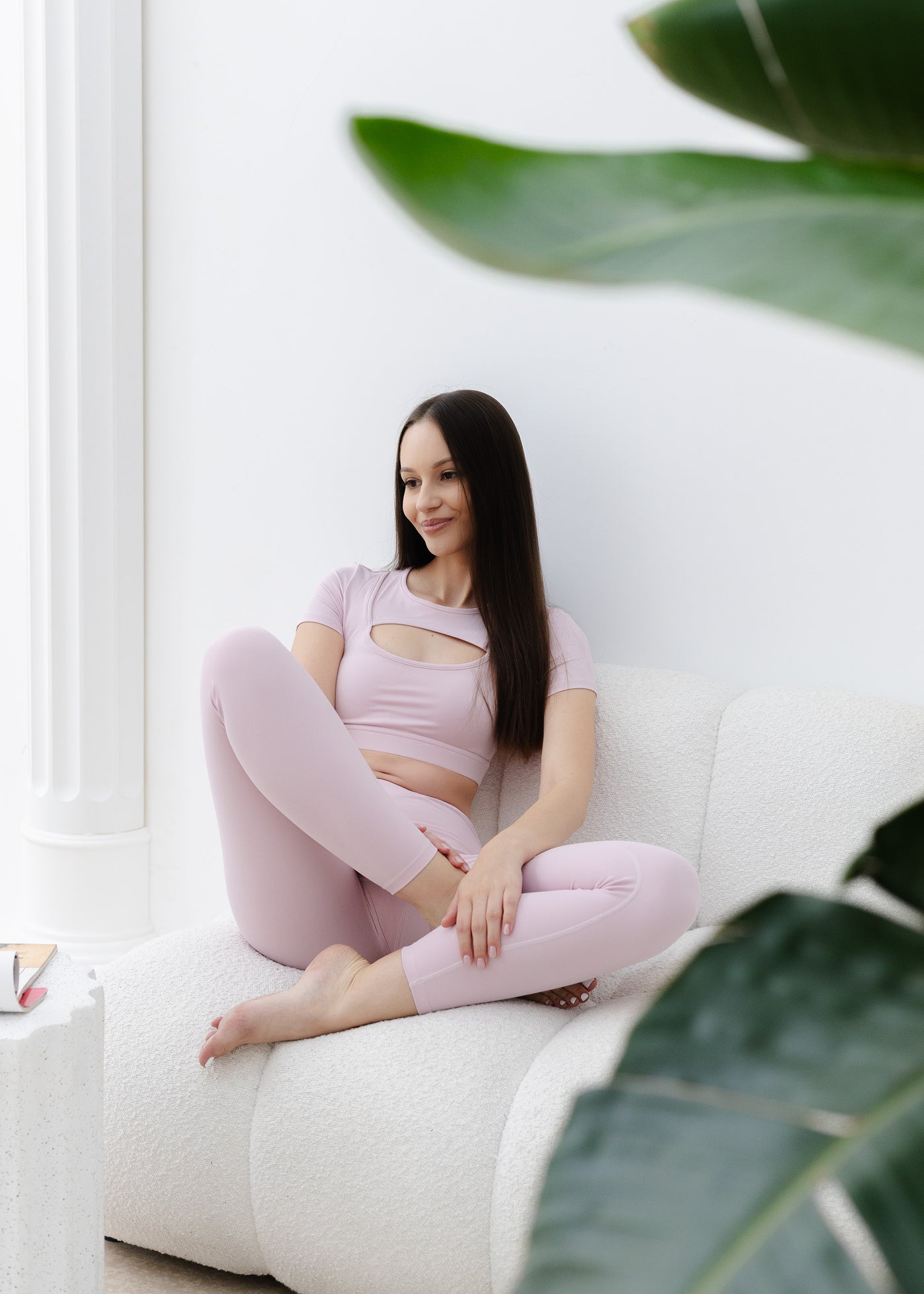 legginsy na jogę różowe