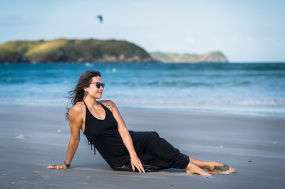 letnia sukienka surf girl oversize czarna bawełniana