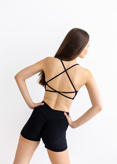 stanik do jogi z odkrytymi plecami czarny